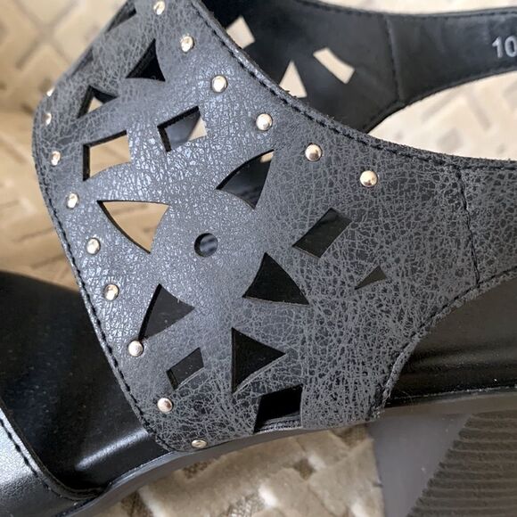 JASMIN Black Studded heel Sandals Sz 10 - Picture 5 of 8